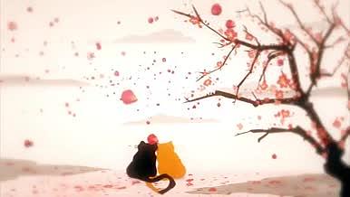 唯美樱花季樱花与猫背景视频视频的预览图